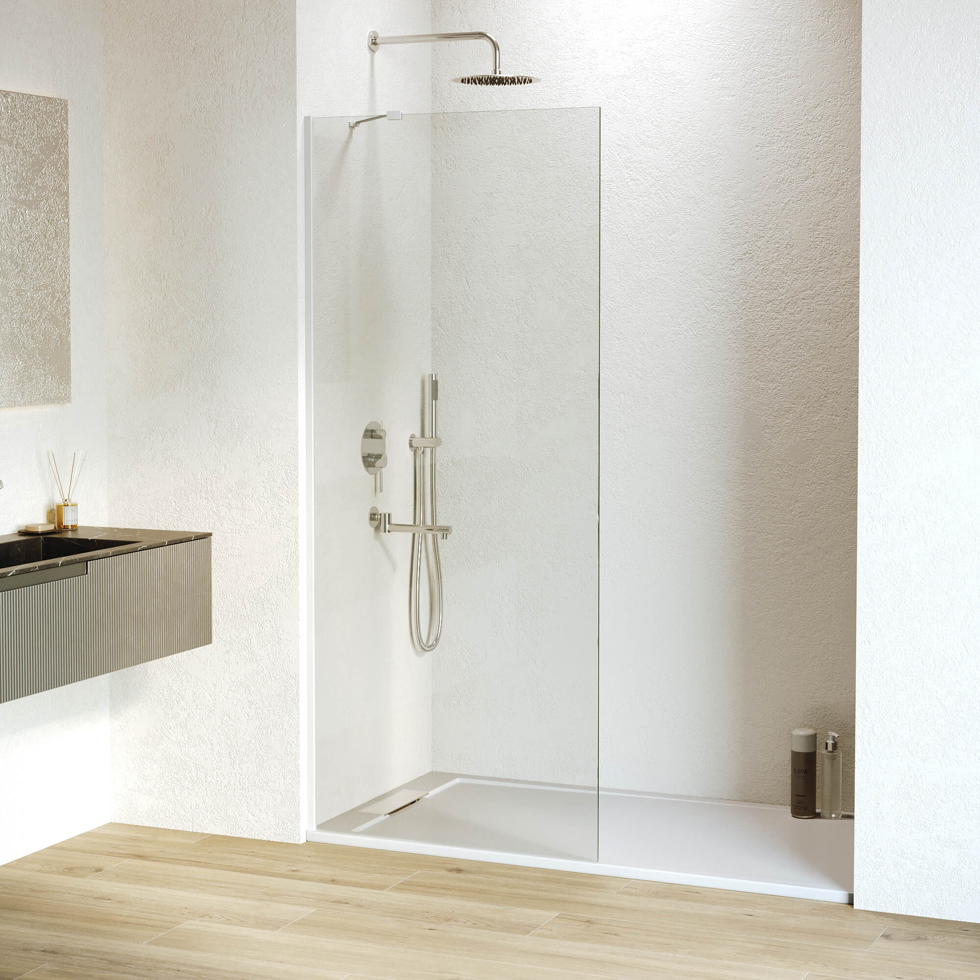душевой уголок rgw walk-in wa-102w 70x195 стекло прозрачное / профиль белый