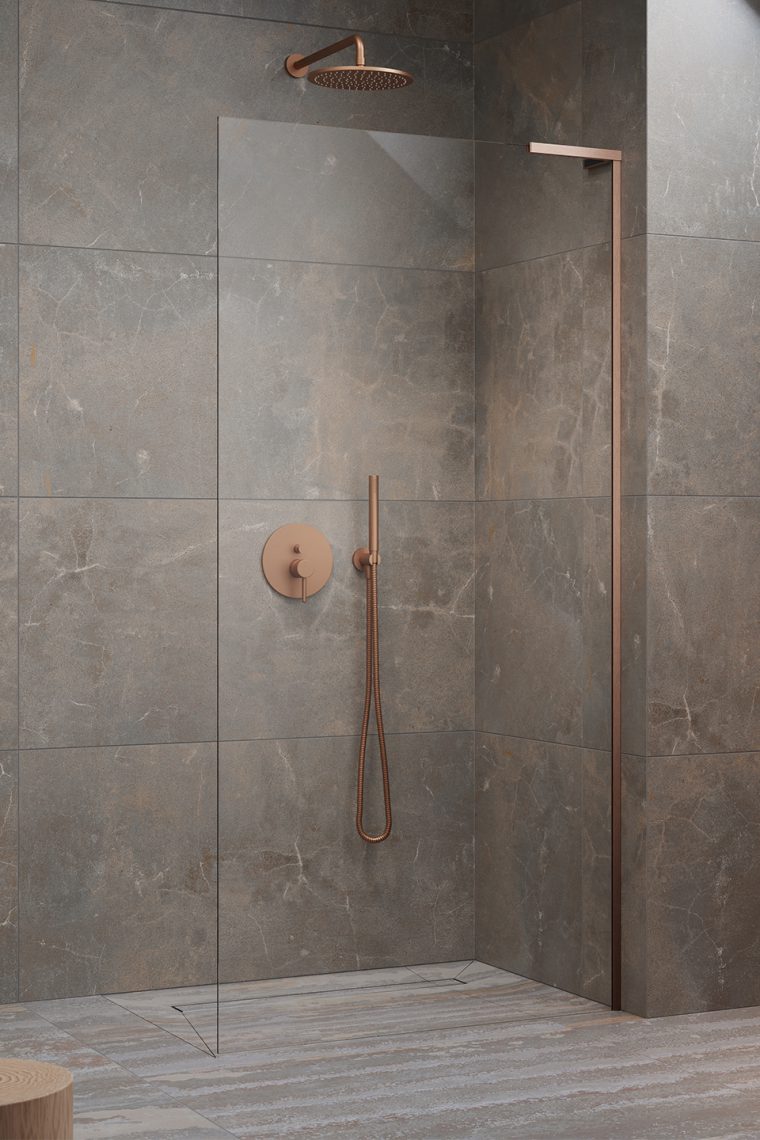 душевой уголок radaway walk-in modo sl ii brushed copper 95 right прозрачное стекло / профиль брашированная медь