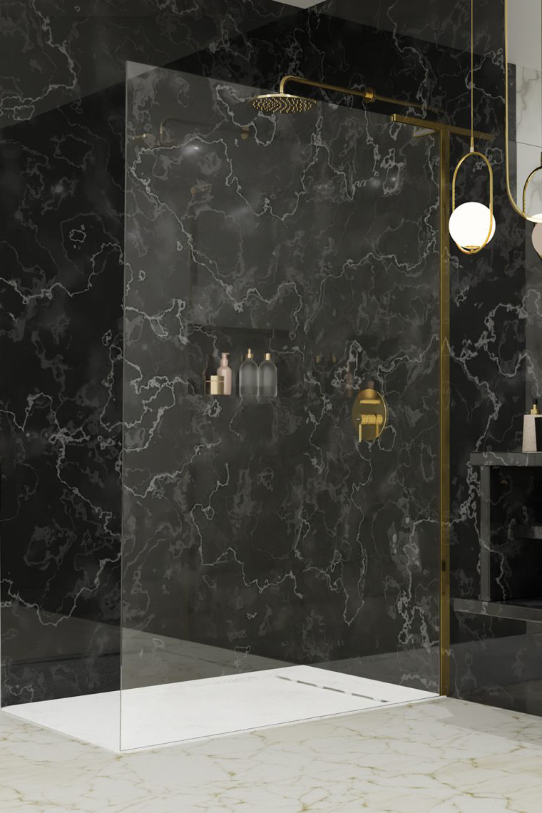 душевой уголок radaway walk-in modo sl ii gold 65 right прозрачное стекло / профиль золото (правый)