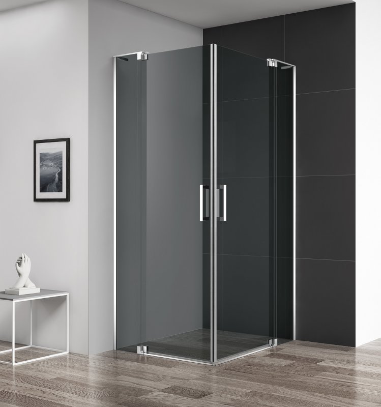 душевой уголок cezares slider-ah-2-80/90-90/100-grigio-cr (80-90)x(90-100) стекла серые, профиль хром