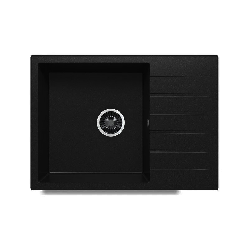 кухонная мойка polygran deka 700 70x50 черный металлик