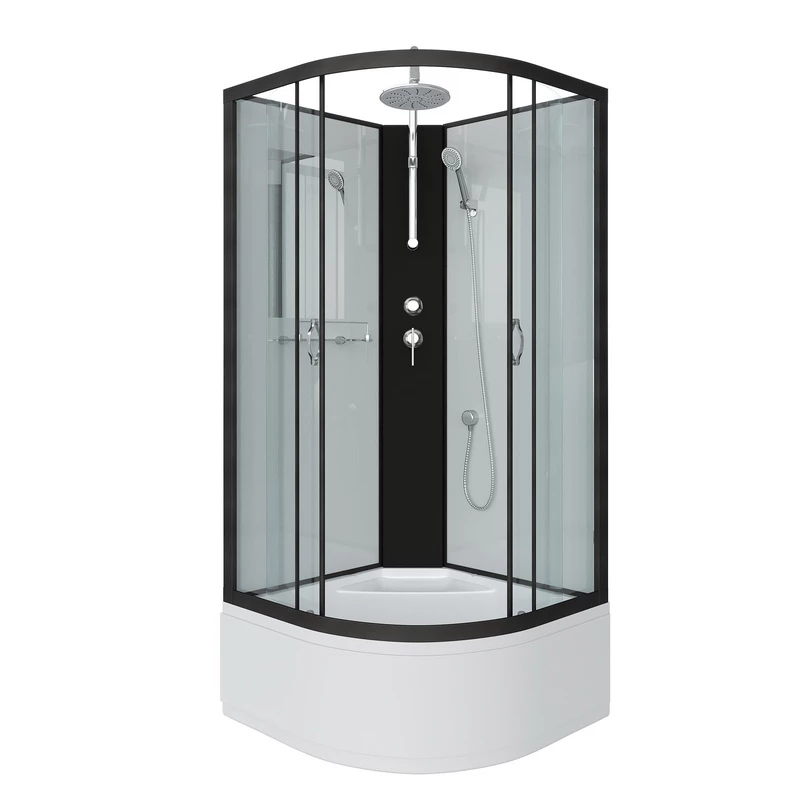душевая кабина niagara classic ng-6708-14bkt 90x90 без крыши, стекла прозрачные, профиль черный