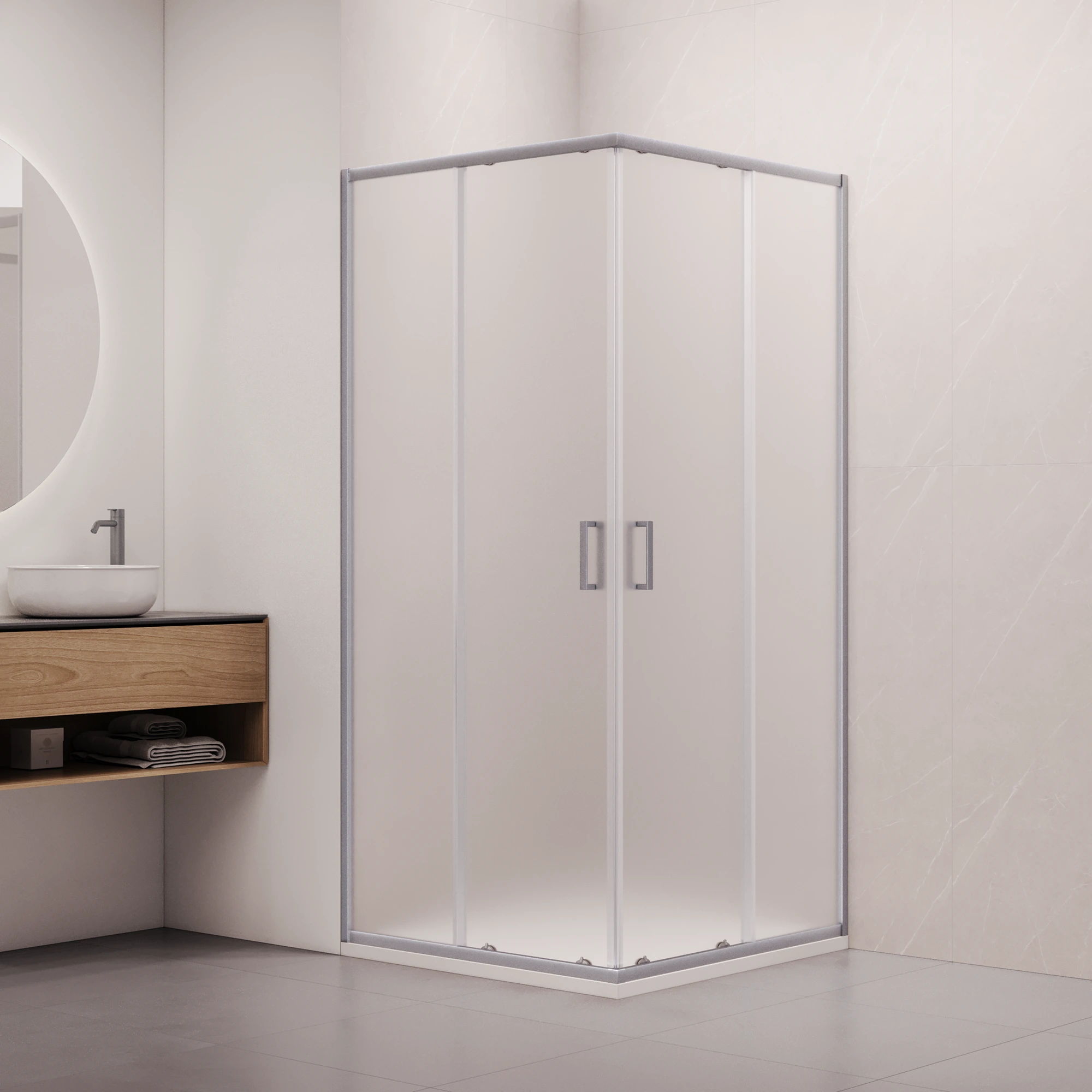 душевой уголок rgw classic cl-34-s new 80x80 стекла матовые / профиль сатин