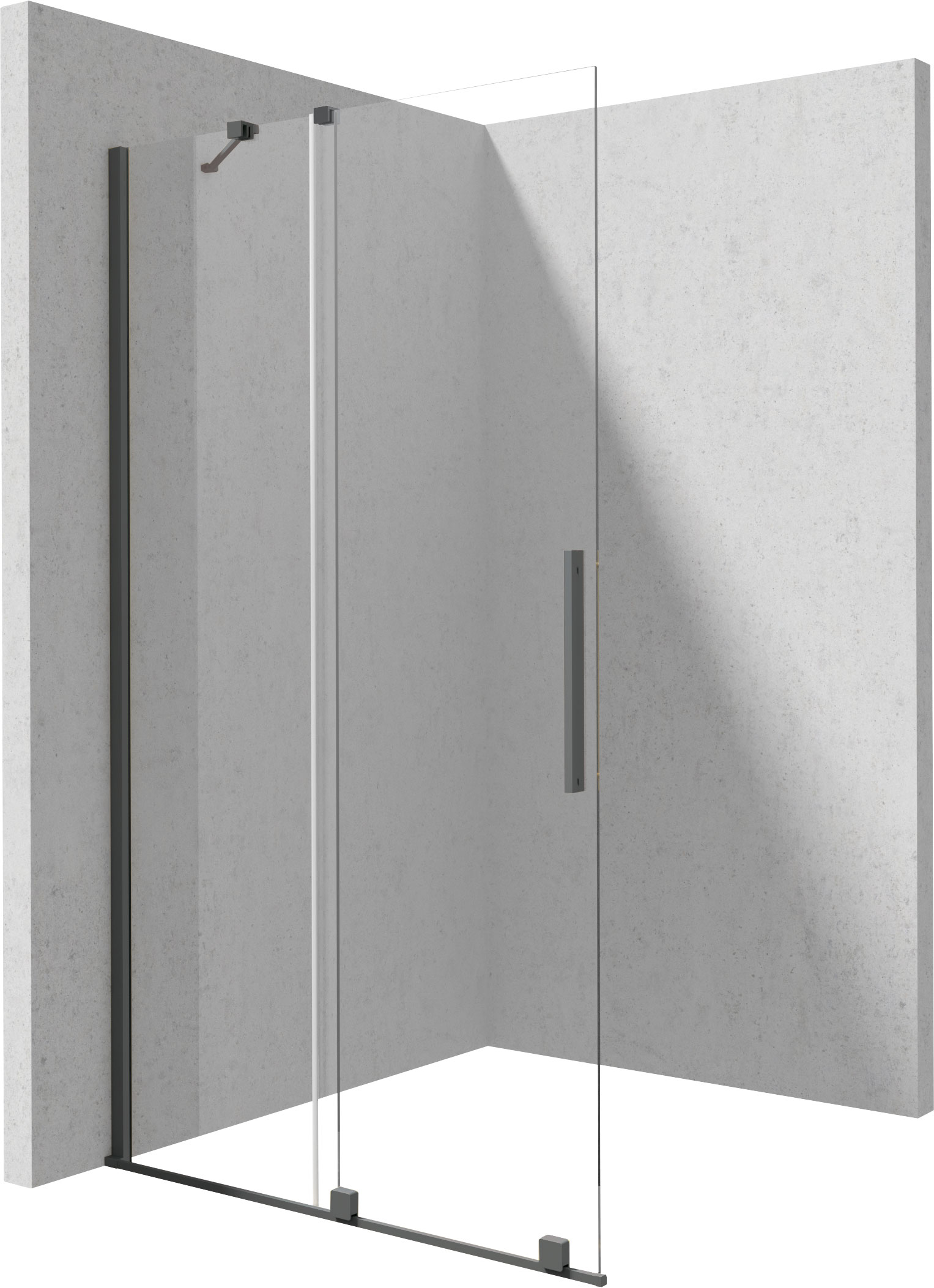 душевой уголок deante prizma walk-in ktj_d39r 90x195 прозрачное стекло / профиль титан