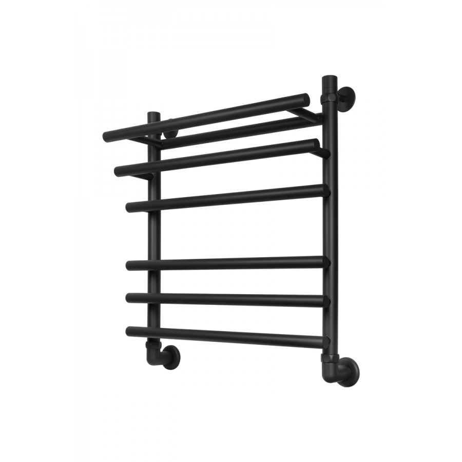 полотенцесушитель zorg pplatinum plus 500/600 bl 50x60 с полкой, нижнее подключение, черный