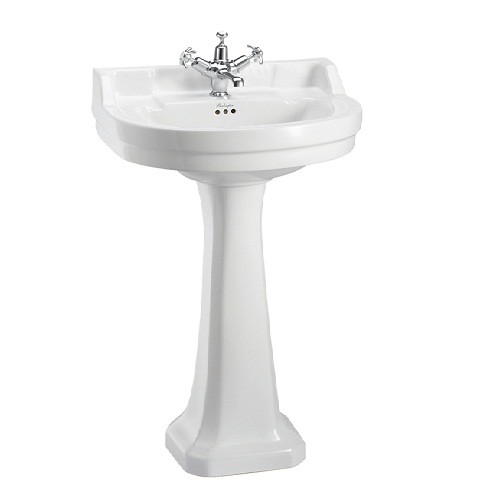 умывальник burlington edwardian b6 3th 56x47 (на 3 отверстия) с пьедесталом p9 белый