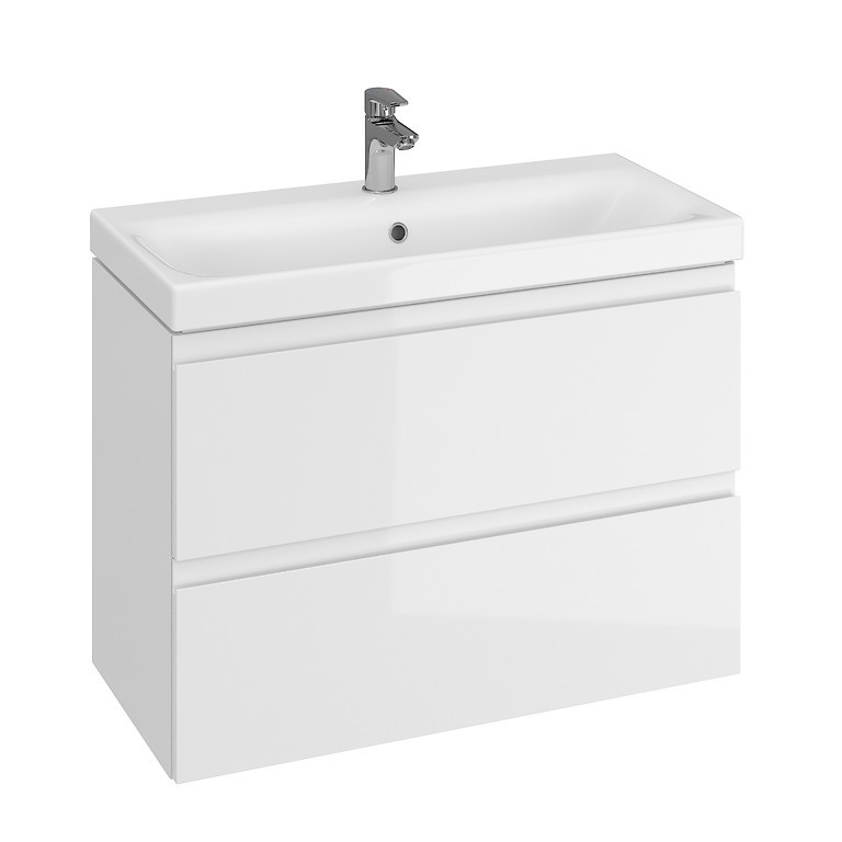 тумба с умывальником cersanit moduo slim 79,4x37,5 подвесная белая (умывальник moduo 80 slim)