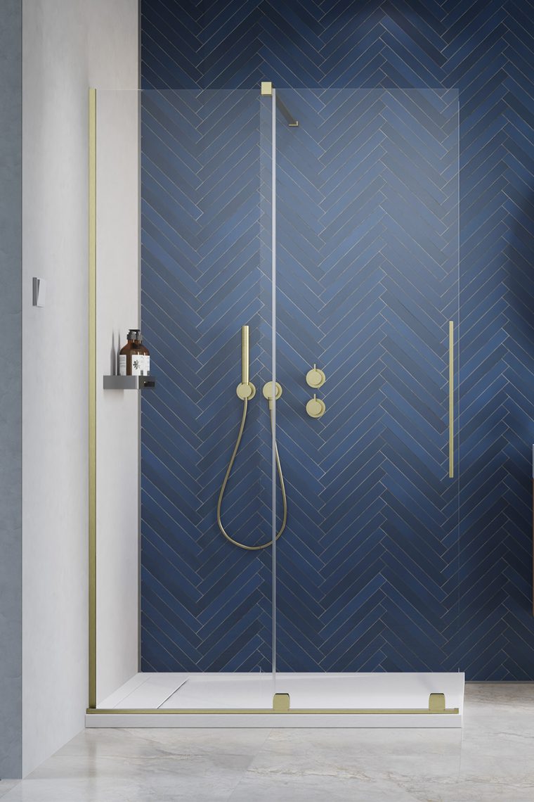 душевой уголок radaway furo brushed gold walk-in l 150x200 стекла прозрачные, профиль брашированное золото