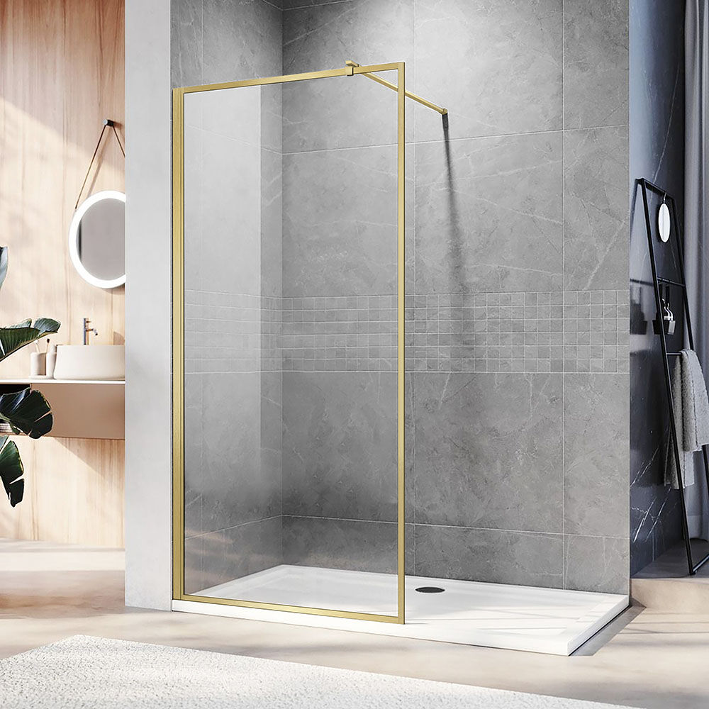 душевой уголок veconi kr-81g 120x200 прозрачное стекло / профиль золото браш