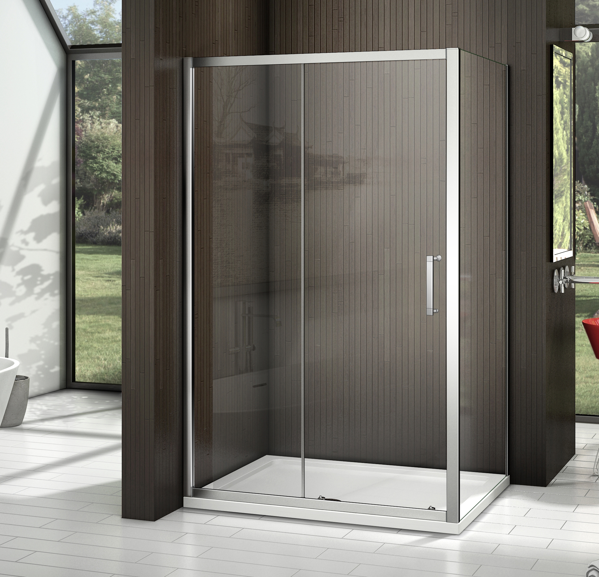 душевой уголок gooddoor latte wtw+sp 110x70 прозрачное стекло / серебристый профиль