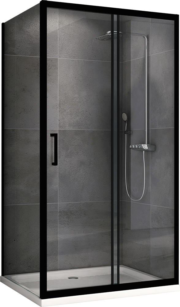 душевой уголок abber schwarzer diamant ag30180b-s100b 180x100 прозрачное стекло / черный профиль