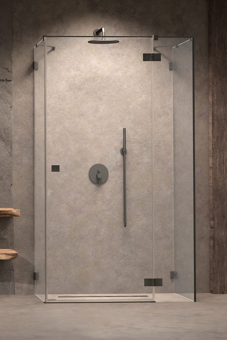 душевой уголок radaway essenza pro brushed gunmetal kdj+s 110x80 правый, стекла прозрачные, профиль брашированная оружейная сталь