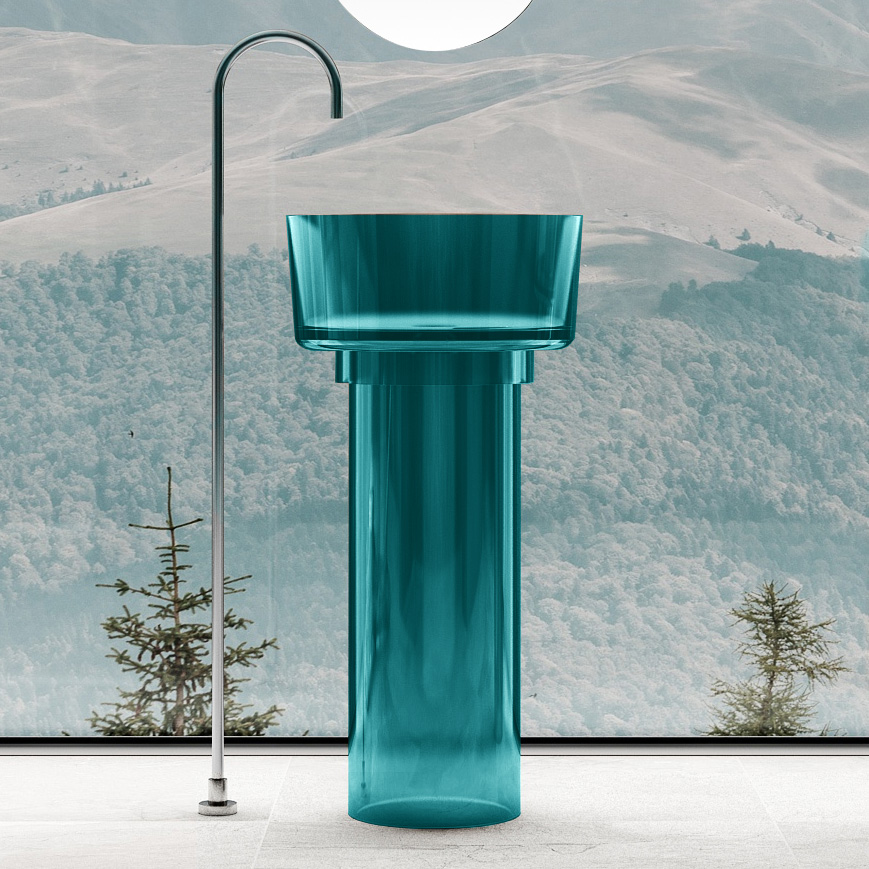 умывальник напольный abber kristall at2702aquamarin 45x45 бирюзовый