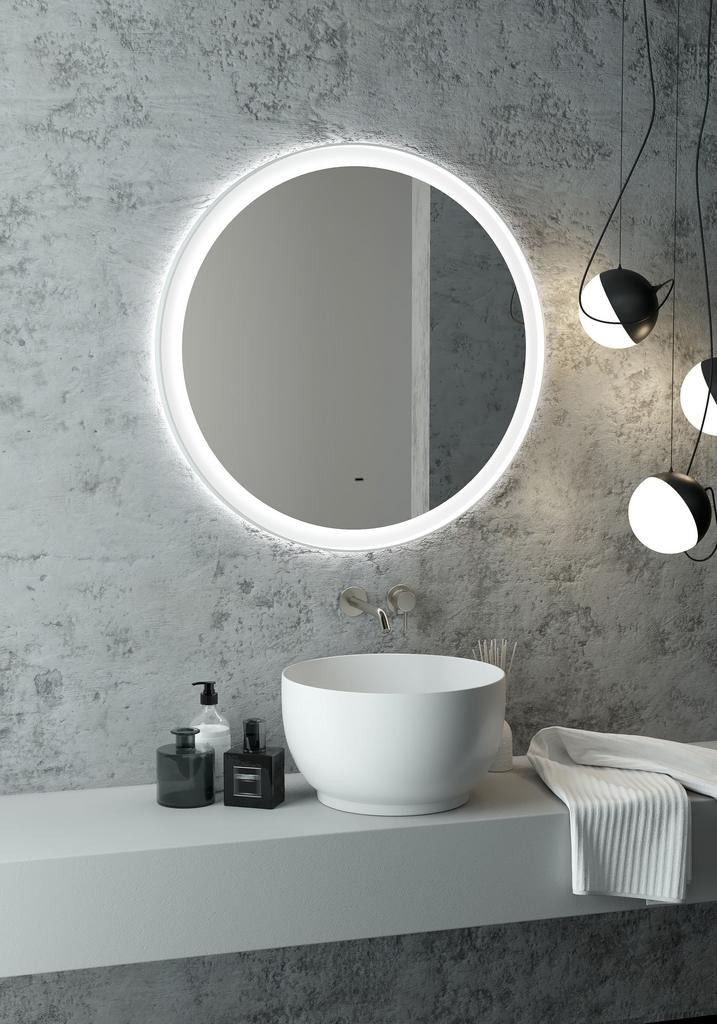 зеркало континент planet white led d1000 ореольная холодная подсветка и б/к сенсор