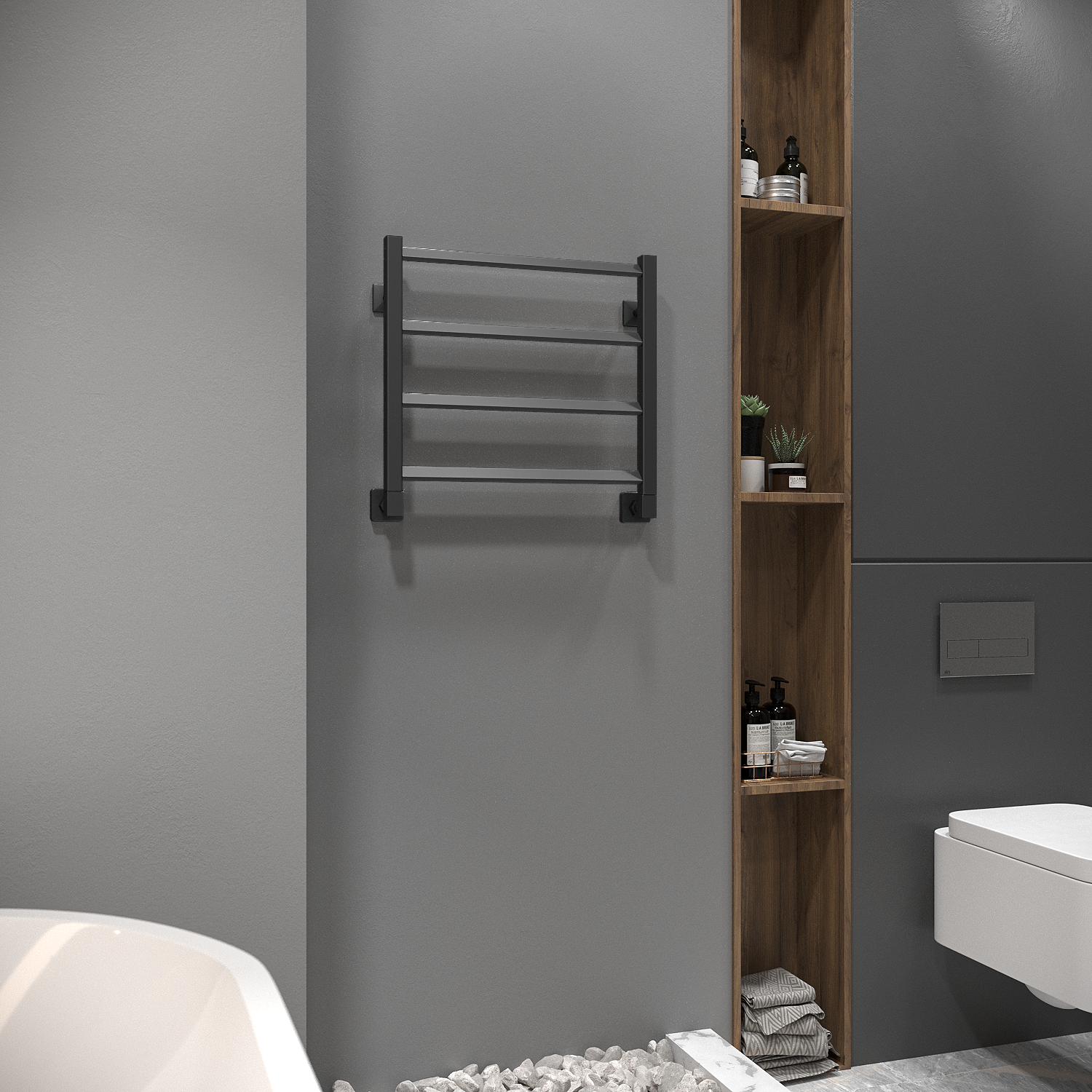 полотенцесушитель водяной stinox milana 50x50 черный матовый