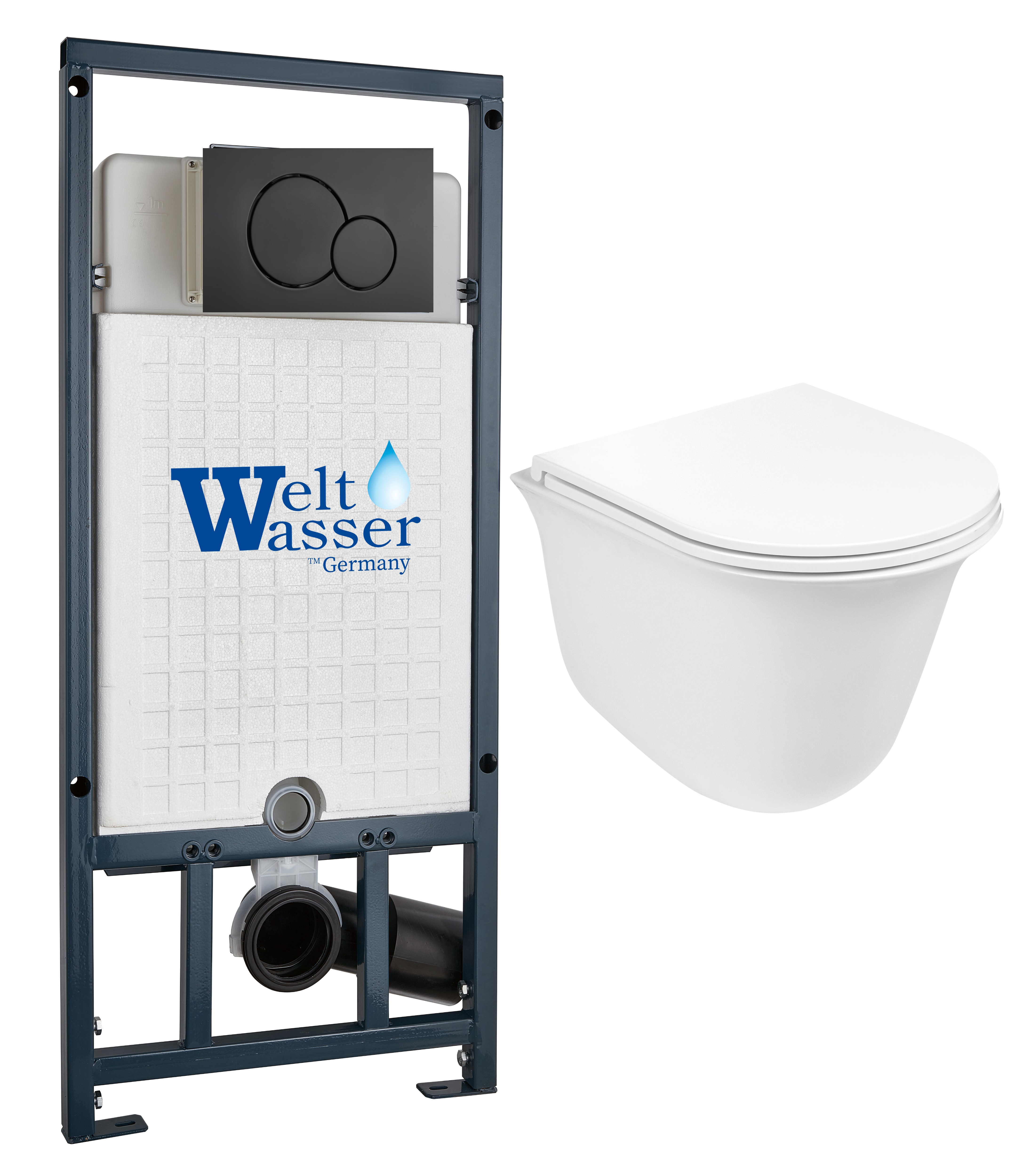 комплект инсталляции welt-wasser marberg 507 с унитазом telbach 004 gl-wt и клавишей смыва mar 507 rd mt-bl черный матовый