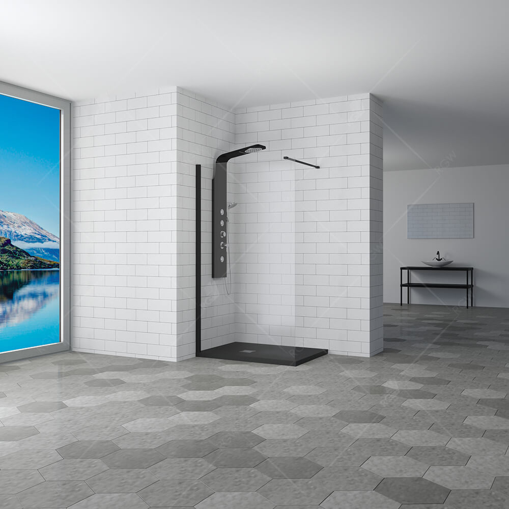 душевой уголок rgw walk-in wa-002 b 35100208-14 80x195 стекло прозрачное, профиль черный