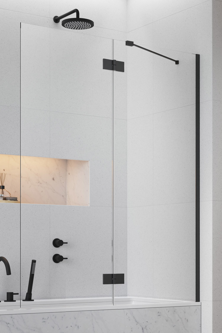 шторка на ванну radaway essenza black pnd ii 130r (прозрачное)