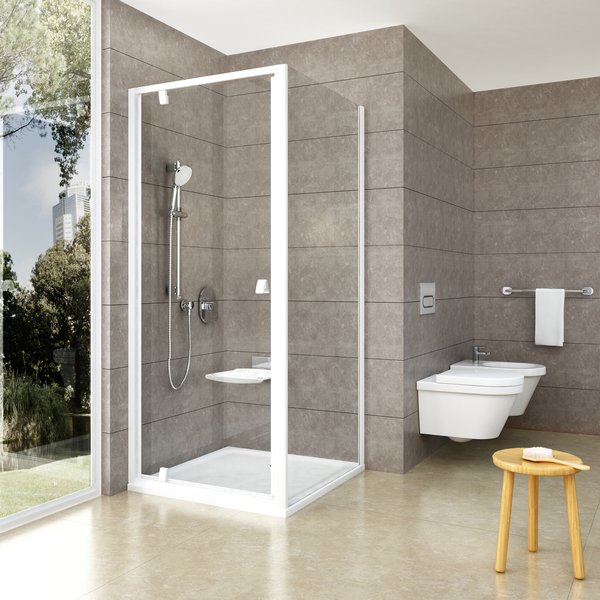 душевой уголок ravak pivot pdop1+pps 90x80 стекла прозрачные, профиль и ручки белые