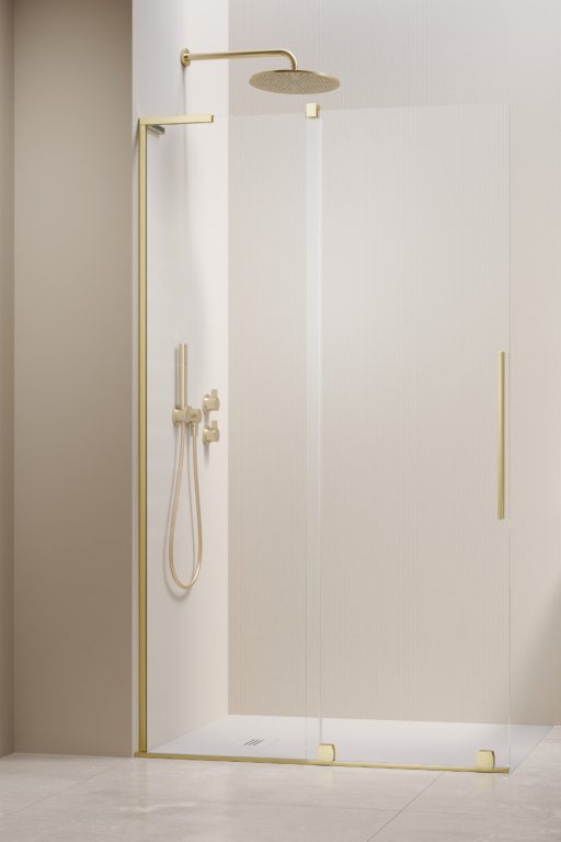 душевой уголок radaway furo sl brushed light gold walk-in 120x200 левый, cтекла прозрачные, профиль брашированное светлое золото