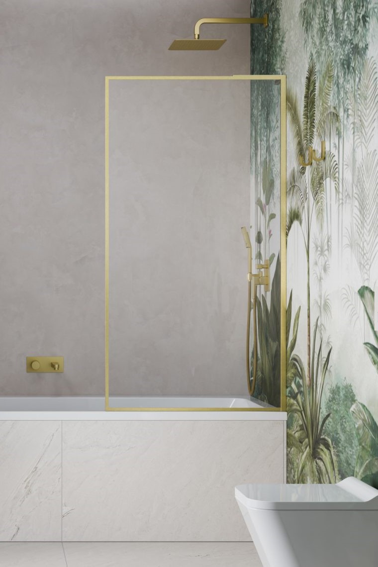 шторка на ванну radaway modo f sl brushed gold pnj ii 70x151 правая, стекла прозрачные, профиль брашированное золото