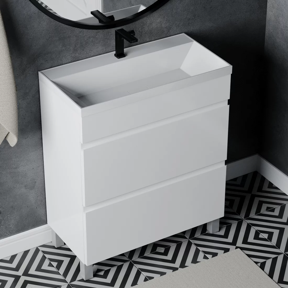 тумба под умывальник vela мира 70н под умывальник classica slim, белый глянец