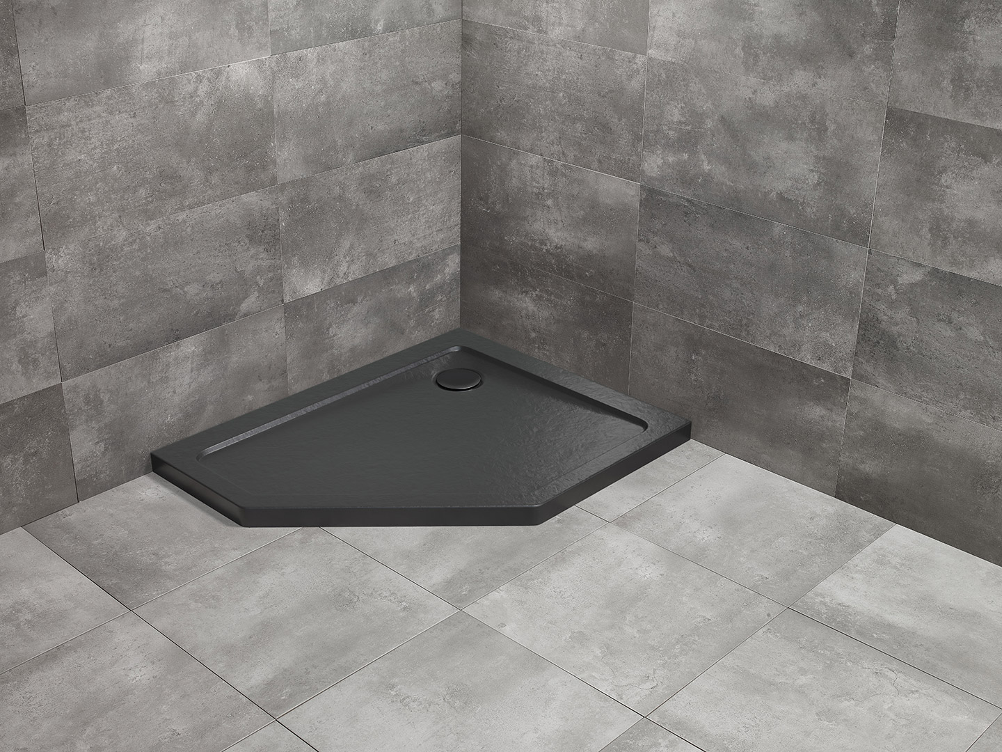 душевой поддон radaway doros pt e stone black 90x80 правый, черный