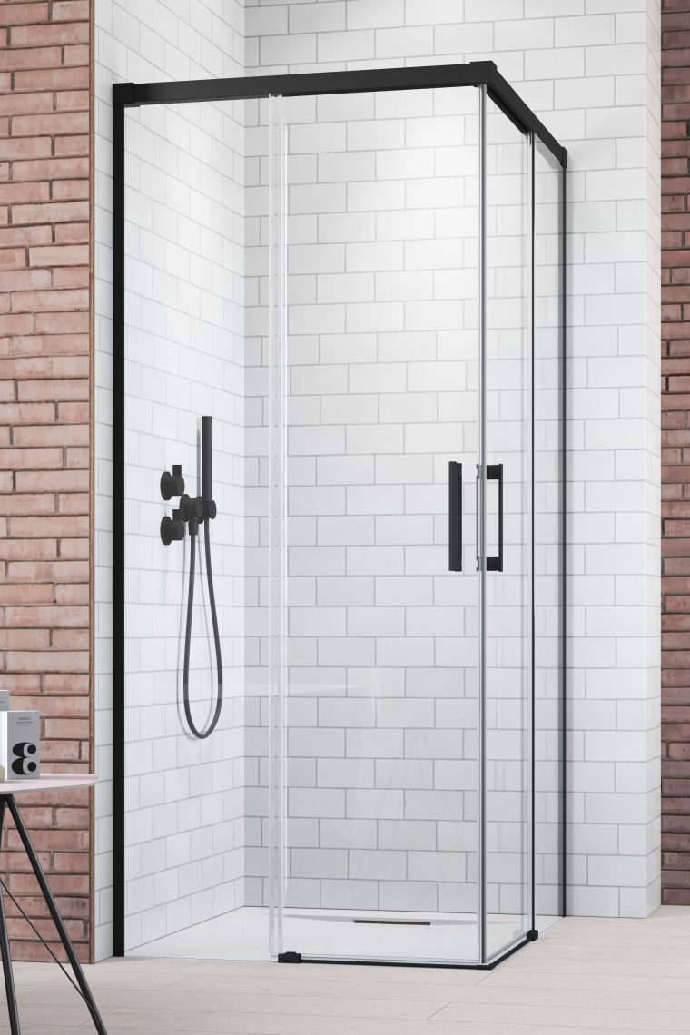 душевой уголок radaway idea black kdd 75x100 стекла прозрачные, профиль черный