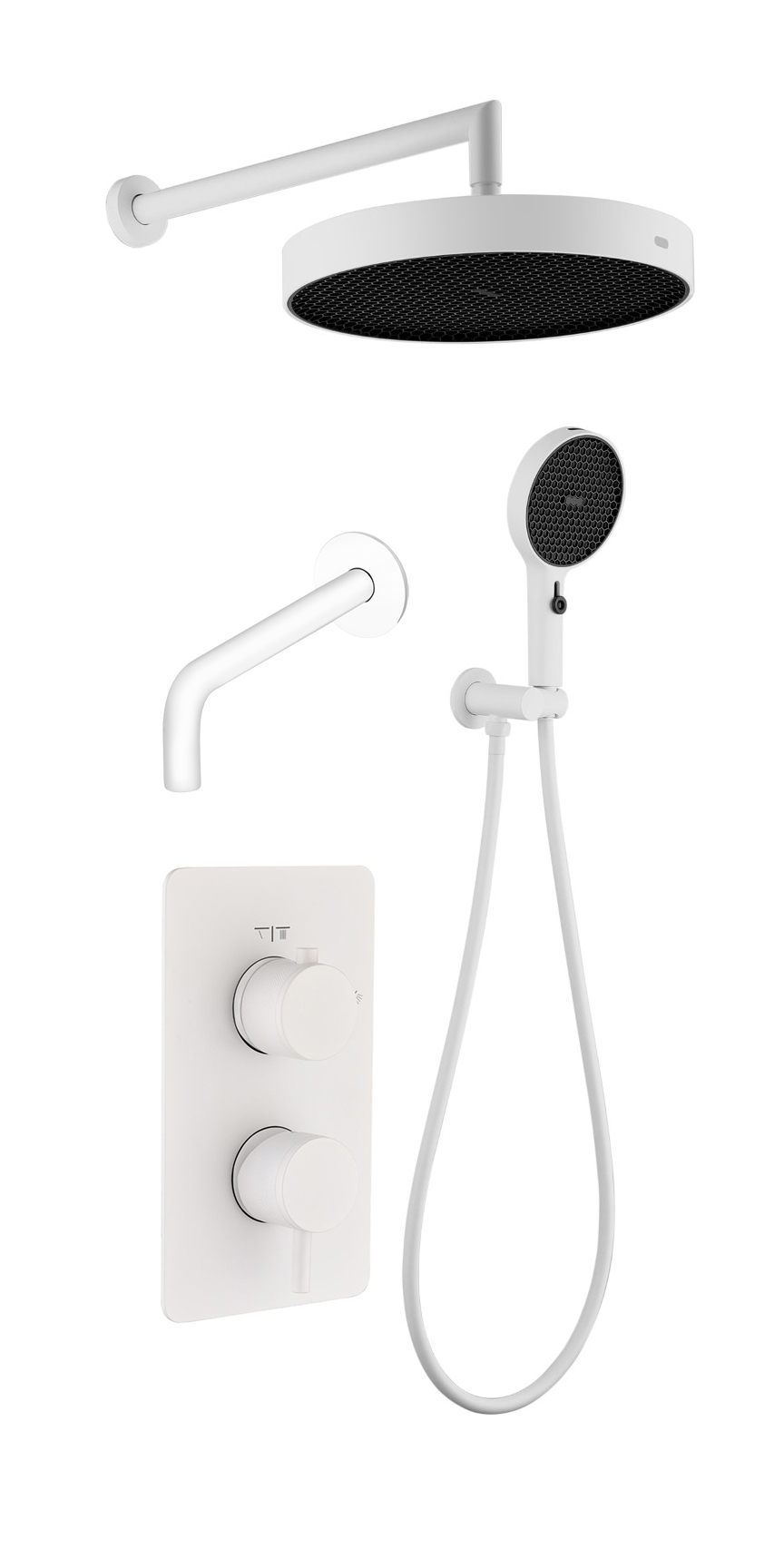душевая система скрытого монтажа boheme cell 3 matt white с термостатом, матовый белый