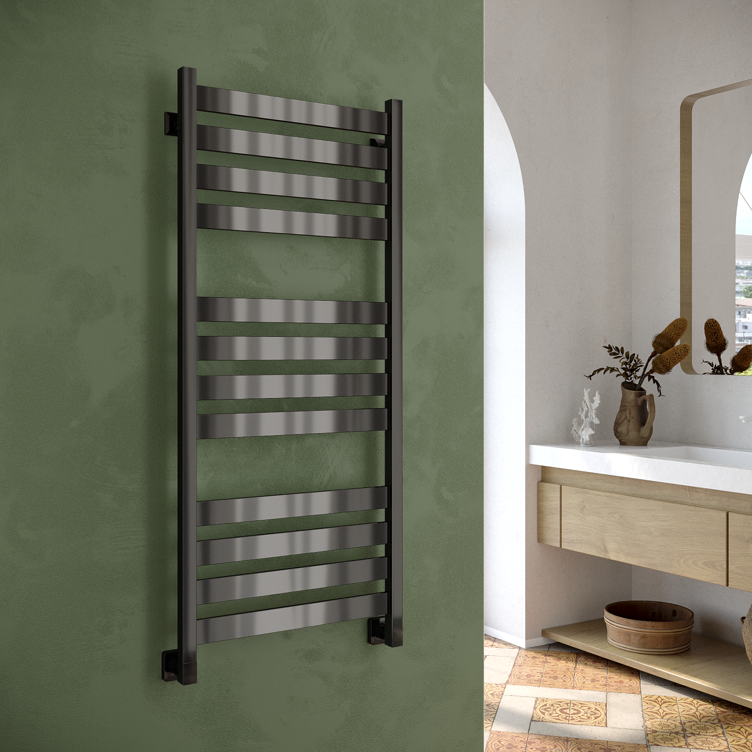 полотенцесушитель водяной stinox sanremo luxe 50x120 черный глянец