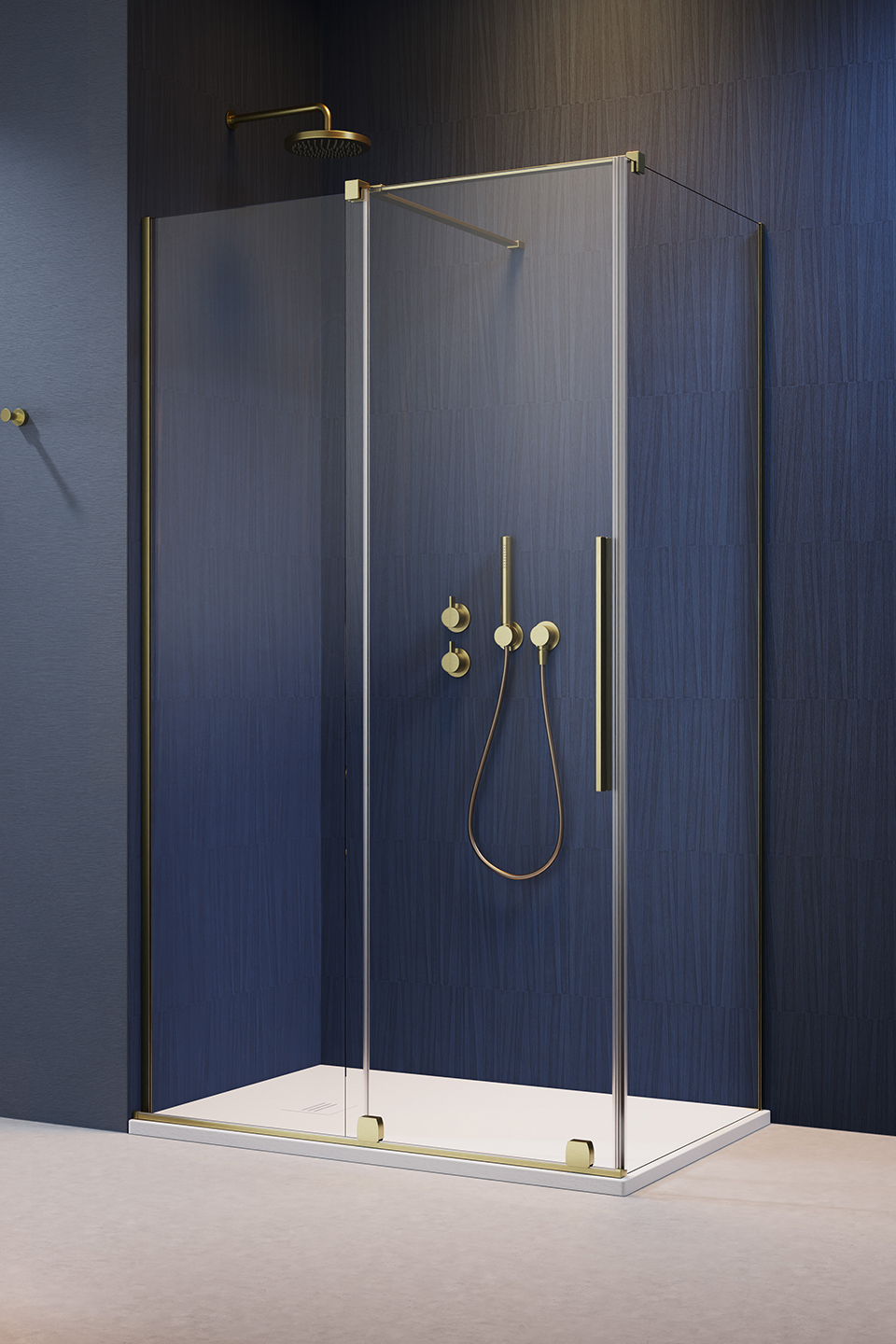 душевой уголок radaway furo brushed gold kdj l 120x120 стекла прозрачные, профиль брашированное золото