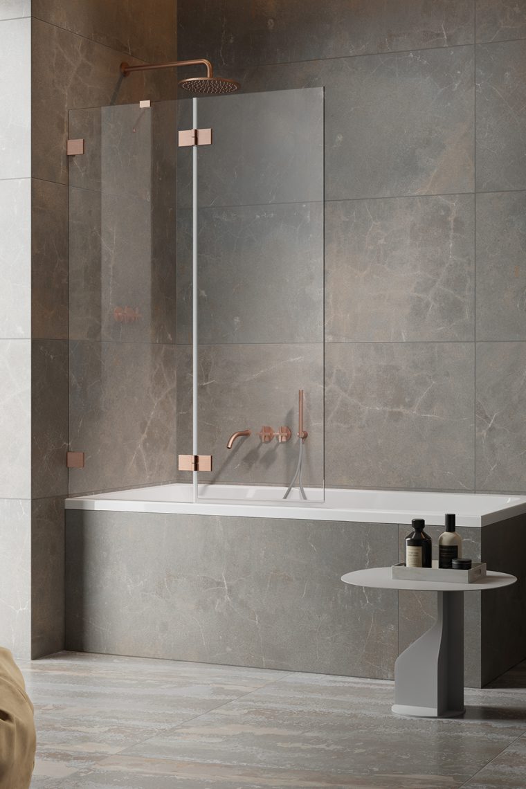шторка на ванну radaway essenza pro brushed copper pnd ii 100 l (прозрачное/брашированная медь)