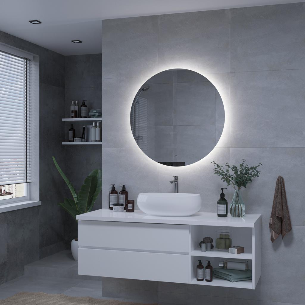 зеркало континент ajour led d900 ореольная холодная подсветка и б/к сенсор