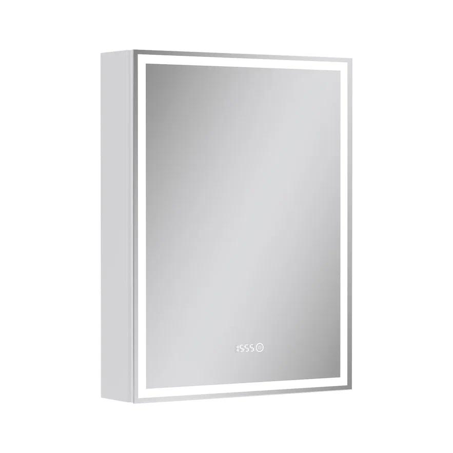 шкаф с зеркалом equil corner led 60 с часами, правый, белый
