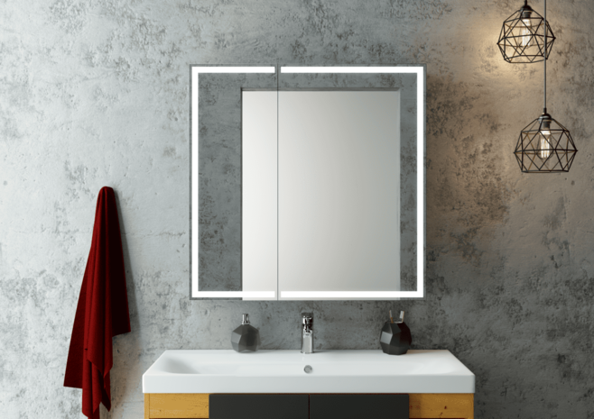 шкаф с зеркалом континент mirror box led 80х80 с подсветкой и сенсорным управлением