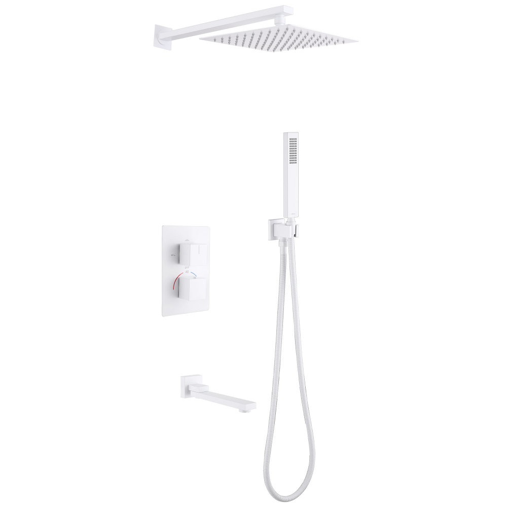 душевая система скрытого монтажа abber daheim af8250w с термостатом, белый матовый