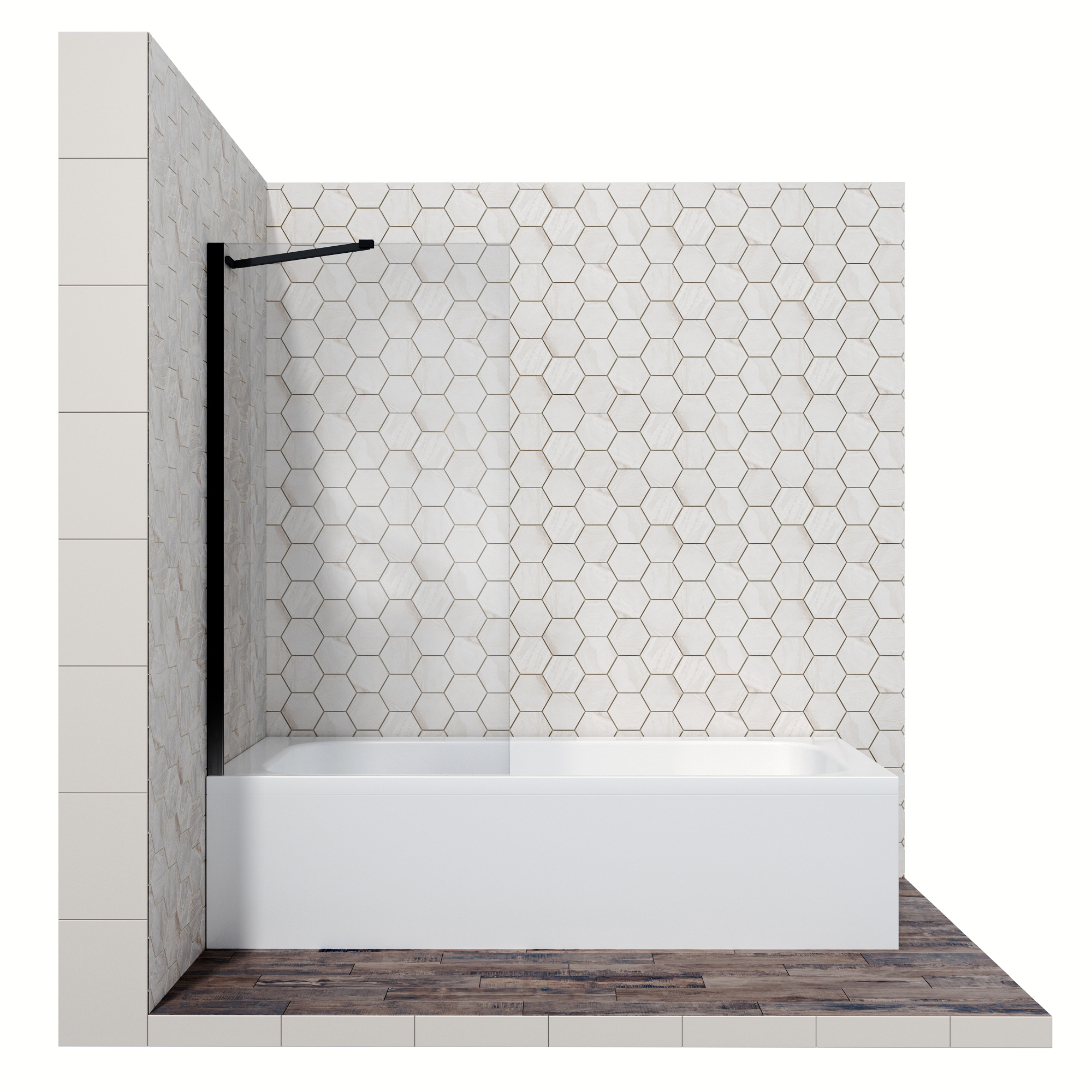 душевая шторка ambassador bath screens 16041207 80x140 с неподвижной дверью (прозрачное стекло / профиль черный матовый)