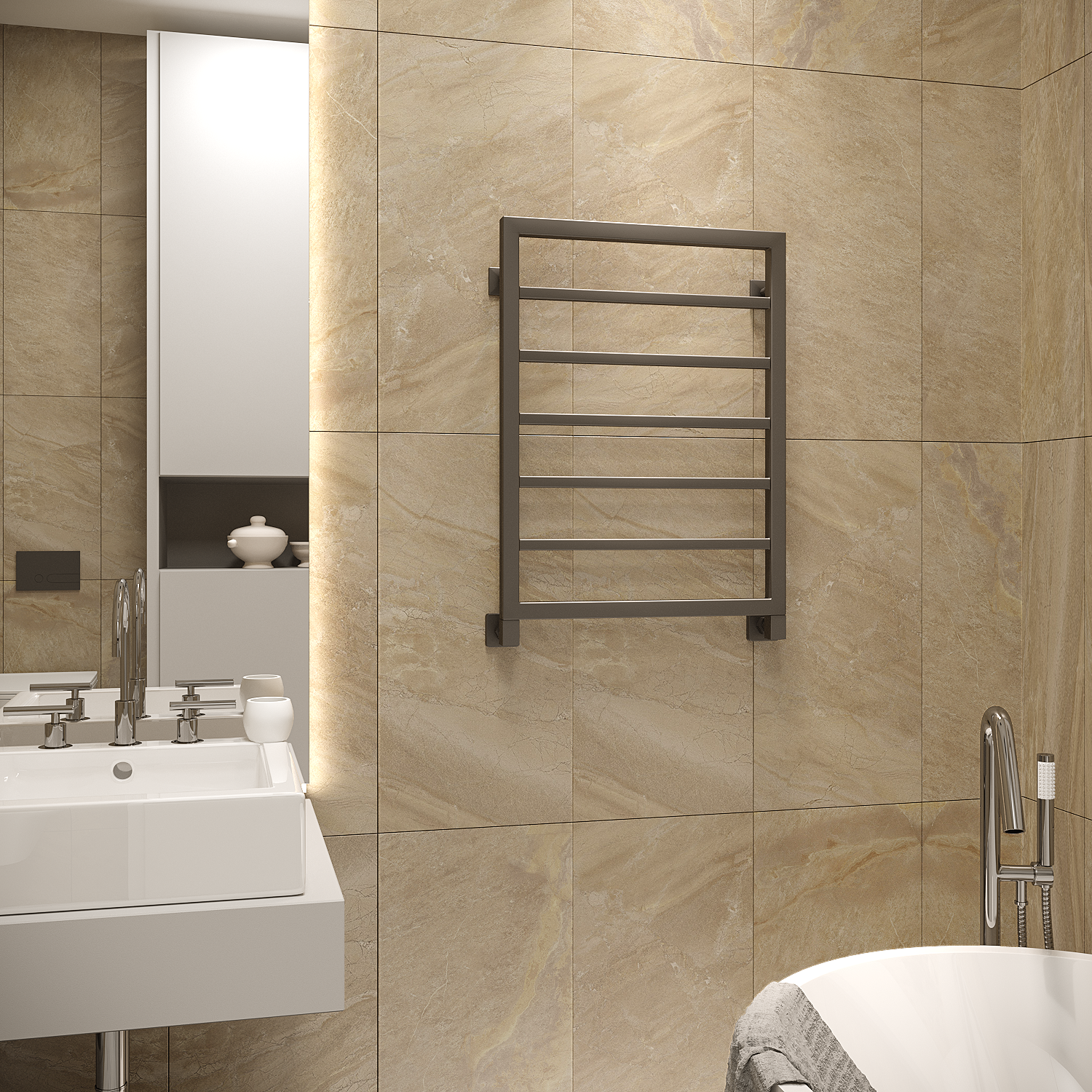 полотенцесушитель водяной stinox croma 50x70 черный матовый