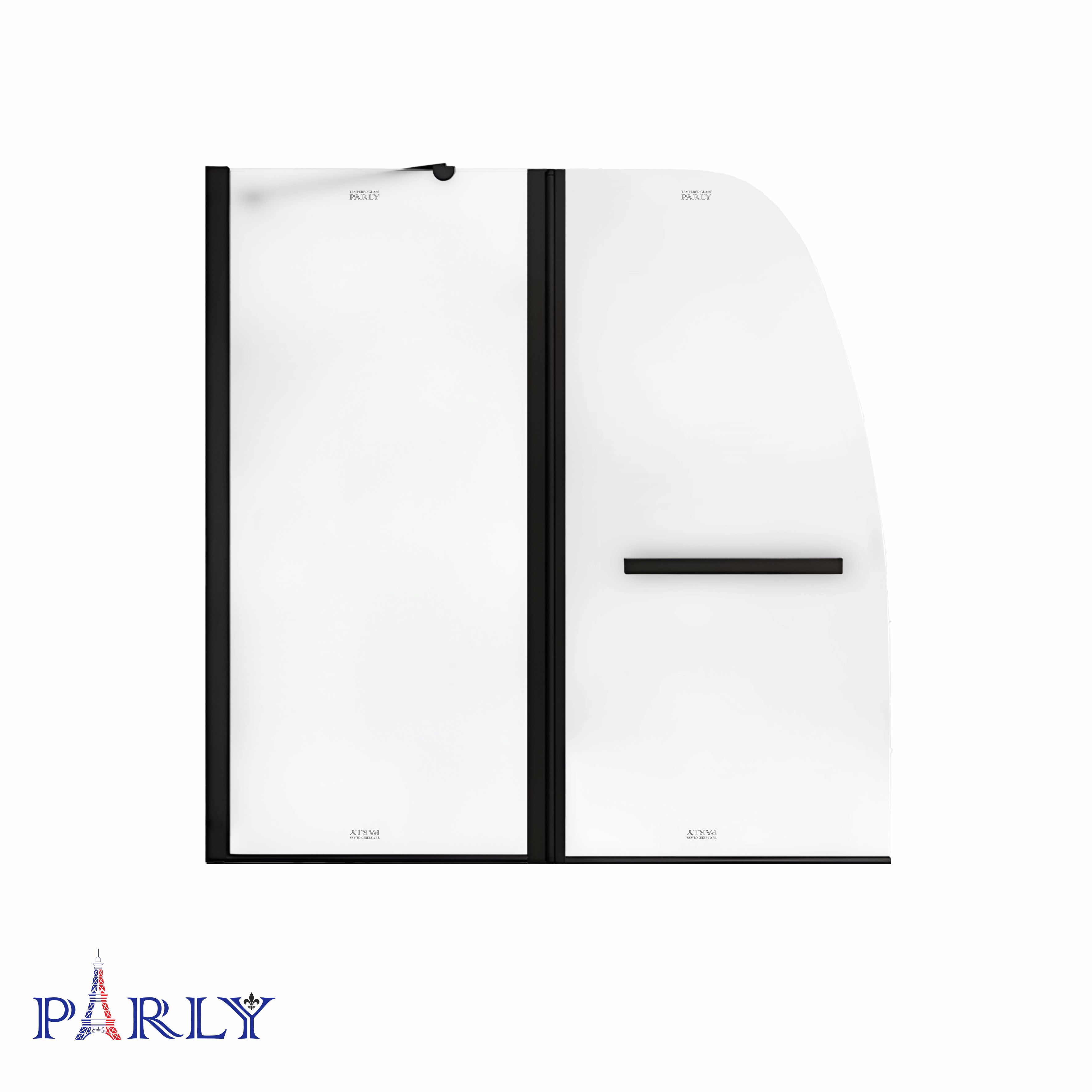 душевая шторка parly f03bf 120x130 с полотенцедержателем, стекла матовые, профиль черный