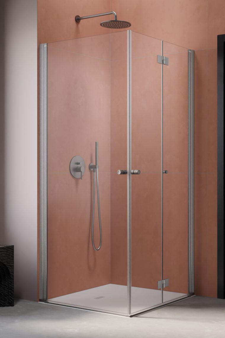 душевой уголок radaway nes brushed nickel kdd b + kdd i 80x80 правый, стекла прозрачные, профиль брашированный никель