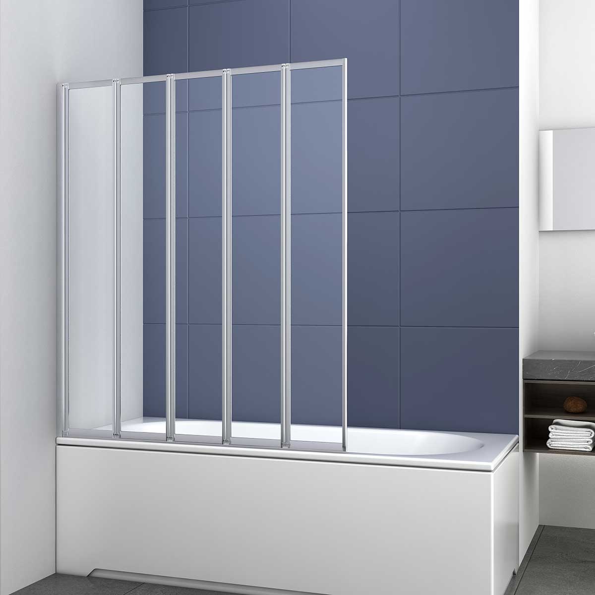 шторка для ванны vincea vsb-32120cl 120x140 стекло прозрачное / профиль хром