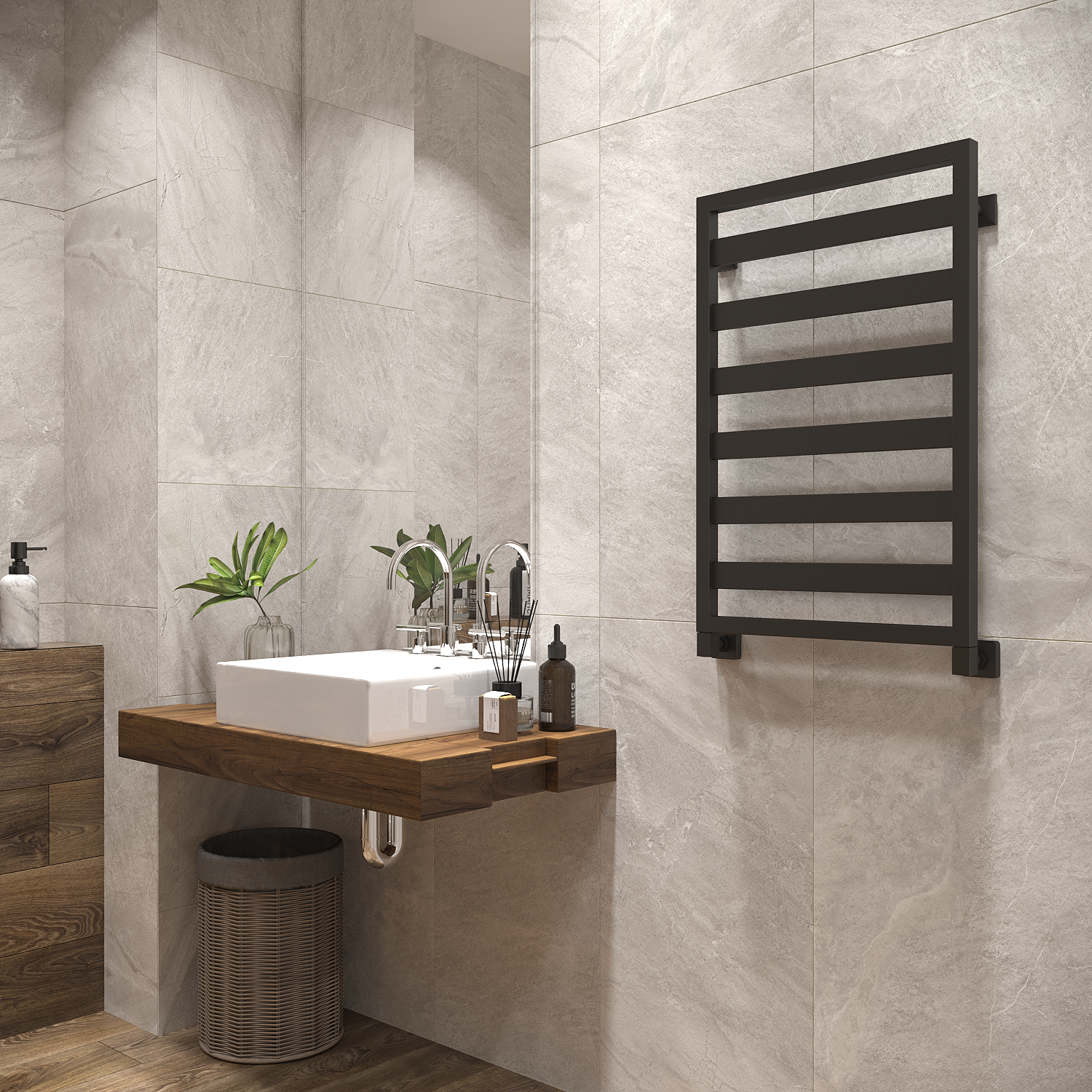 полотенцесушитель водяной stinox tempra 50x80 черный матовый