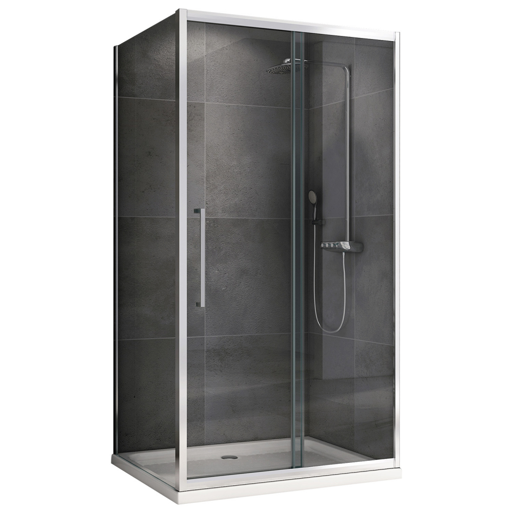 душевой уголок abber schwarzer diamant ag30130h-s100 130x100 стекла прозрачные, профиль хром