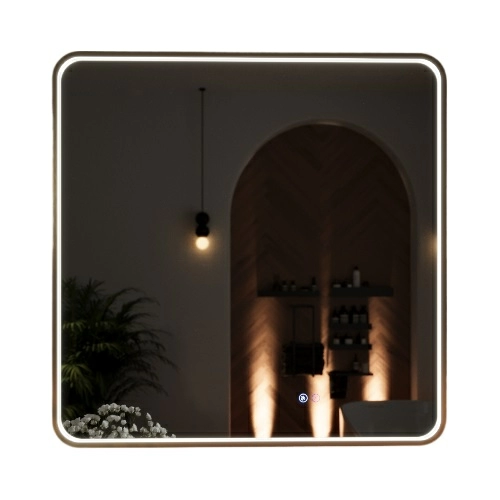 зеркало benetto ellisse 80x80 с подсветкой, золото