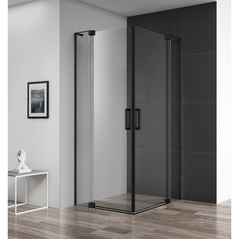 душевой уголок cezares slider-ah-2-70/80-100/110-c-nero (70-80)x(100-110) стекла прозрачные, профиль черный