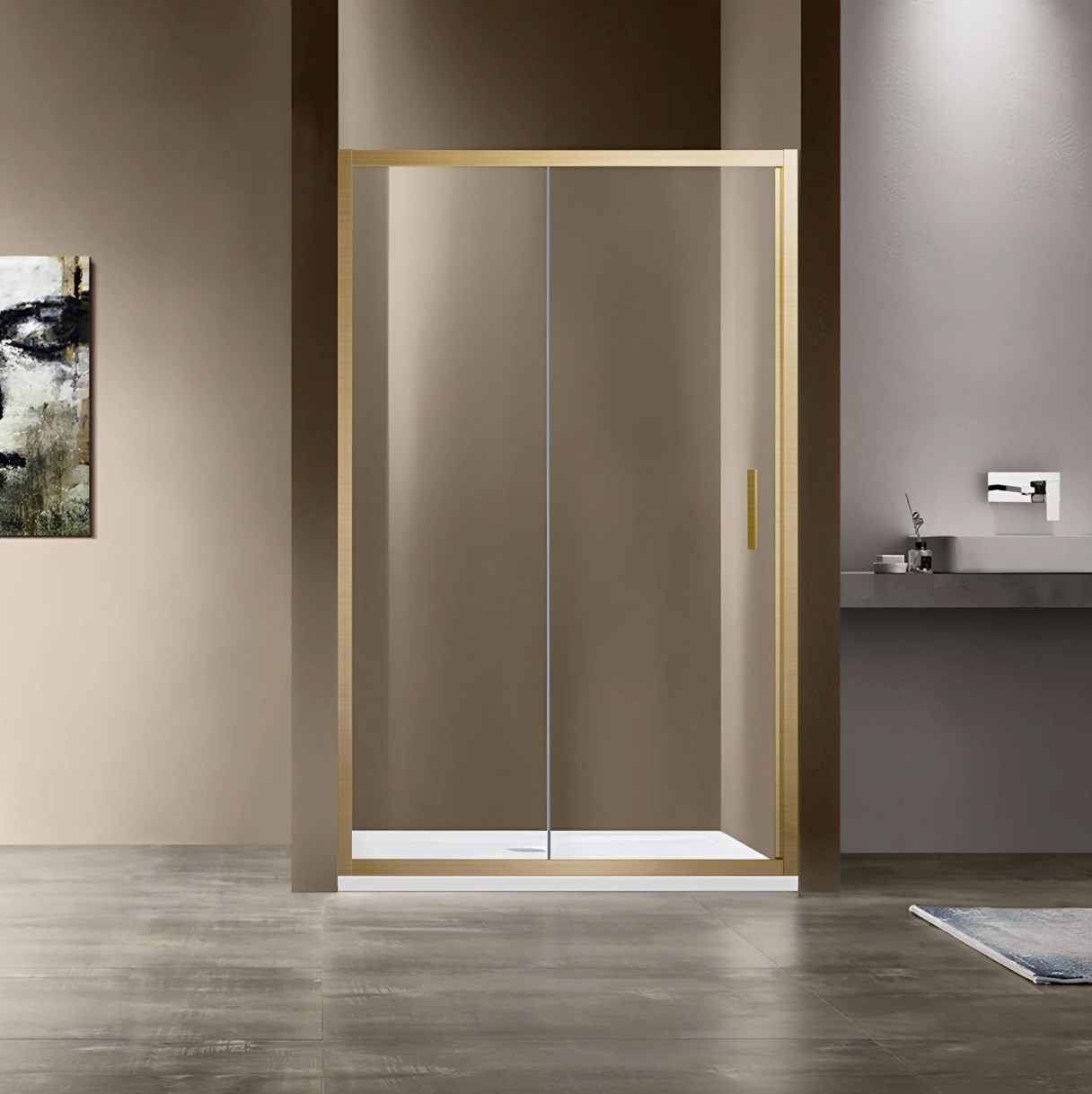 душевая дверь vincea garda vds-1g120clg 120x190 прозрачное стекло / профиль матовое золото