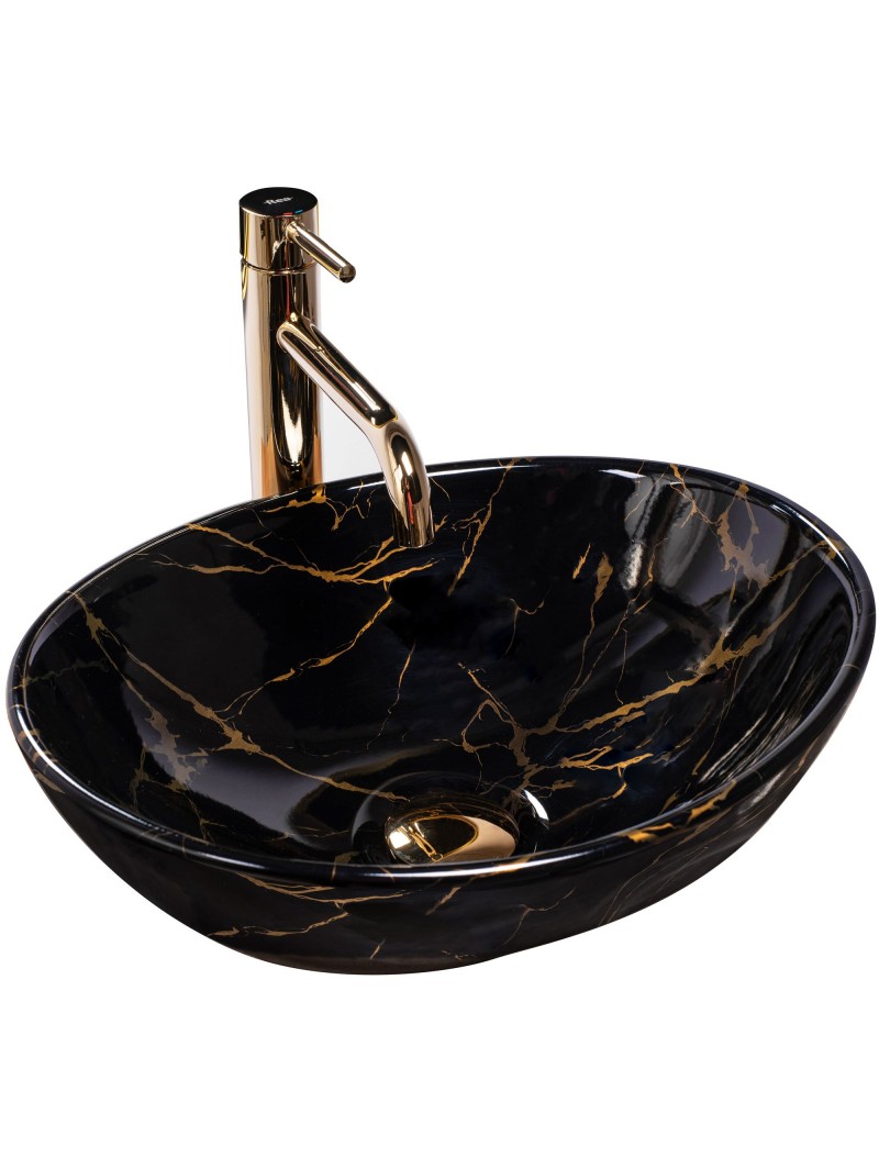 умывальник rea sofia black marble shiny 41x34,5 черный мрамор