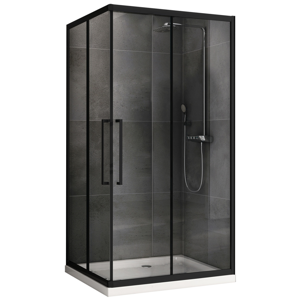 душевой уголок abber schwarzer diamant ag02129bh 120x90 стекла прозрачные, профиль черный