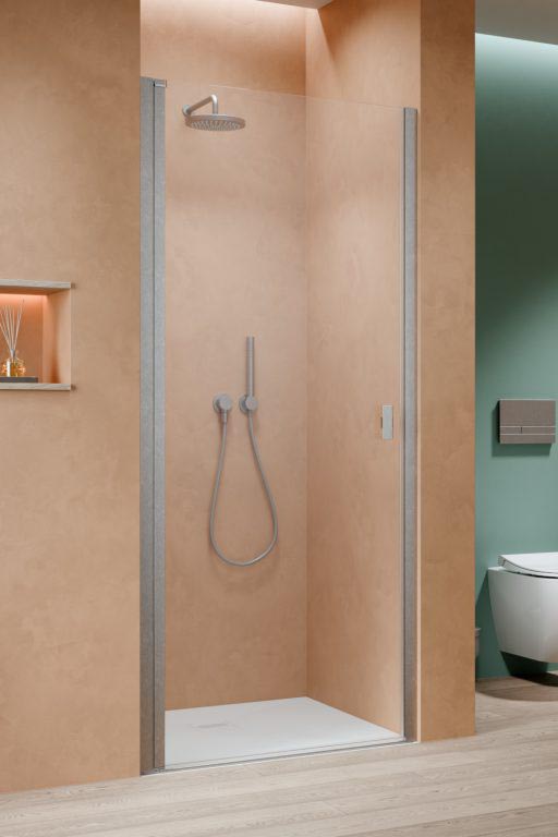душевая дверь radaway nes brushed nickel dwj i 80x200 левая, стекла прозрачные, профиль брашированный никель