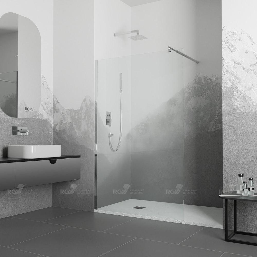 душевой уголок rgw walk-in wa-002 35100208-21 80x195 стекло матовое, профиль хром